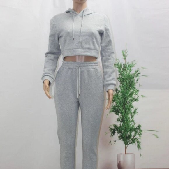 Fleece Tracksuit Sweatsuit Hoodie Sports Suit Tops Sweatpants Pants Set - Picture 5 of 12